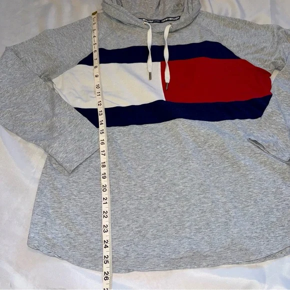 Tommy Hilfiger Sport Gray Red Blue L/S T-Shirt Hoodie 90’s Y2K‎ Ladie’s Small - Picture 9 of 11
